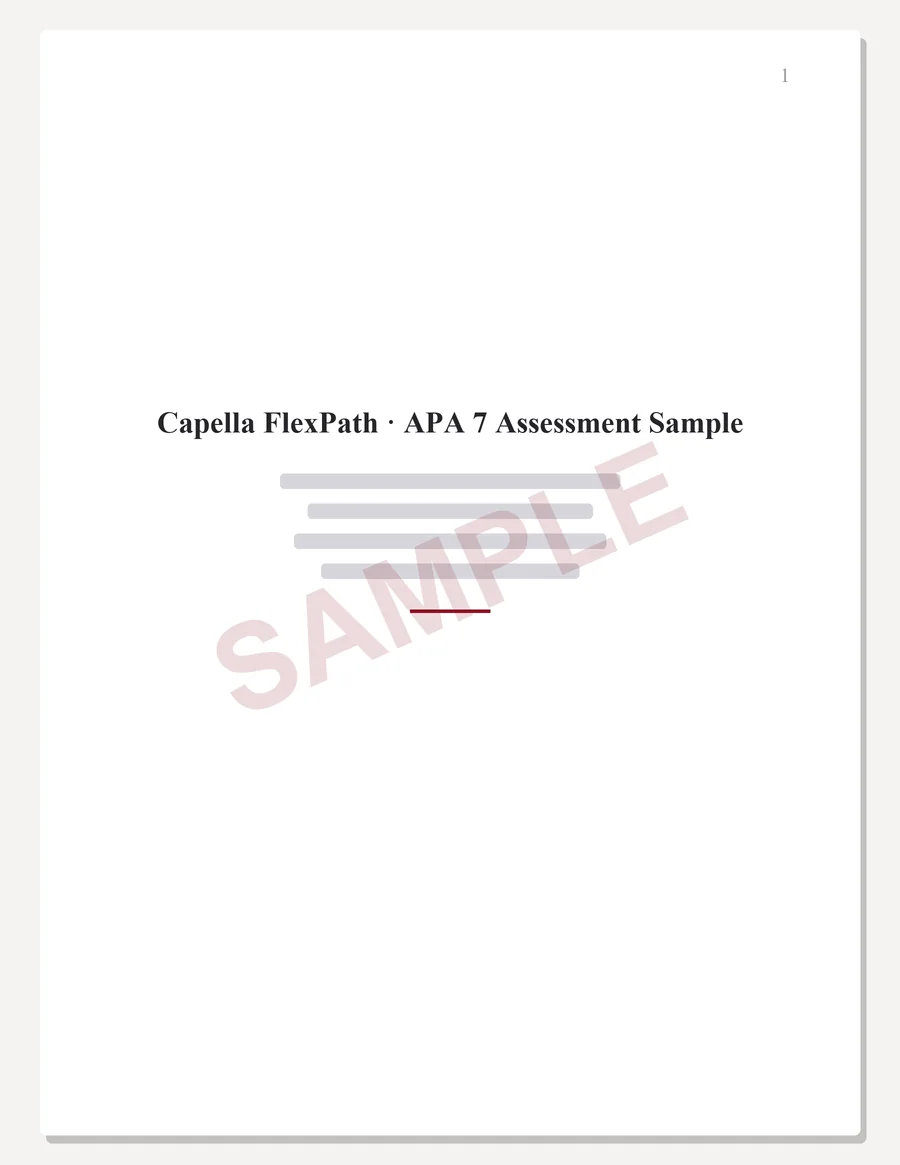Capella FlexPath sample paper preview: APA 7 title page, written to the scoring guide